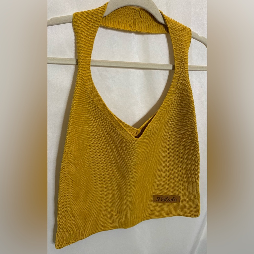 New Listicle Mustard Yellow Crocheted Sweater Boho/ Hippie Bag